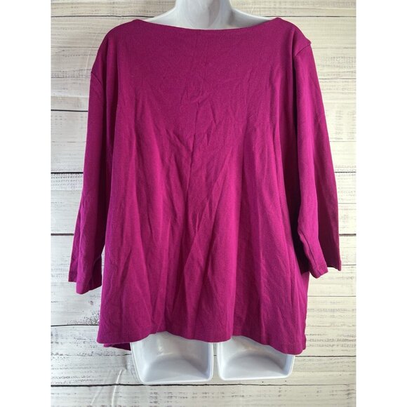 Lauren Ralph Lauren Blouse Women's Size 3X Fuchsia Pink Boat Neck Knit Pullover - Picture 5 of 10